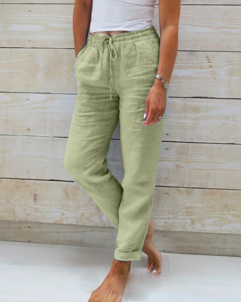 Elodie - Luxe Cotton-Tailored Trousers