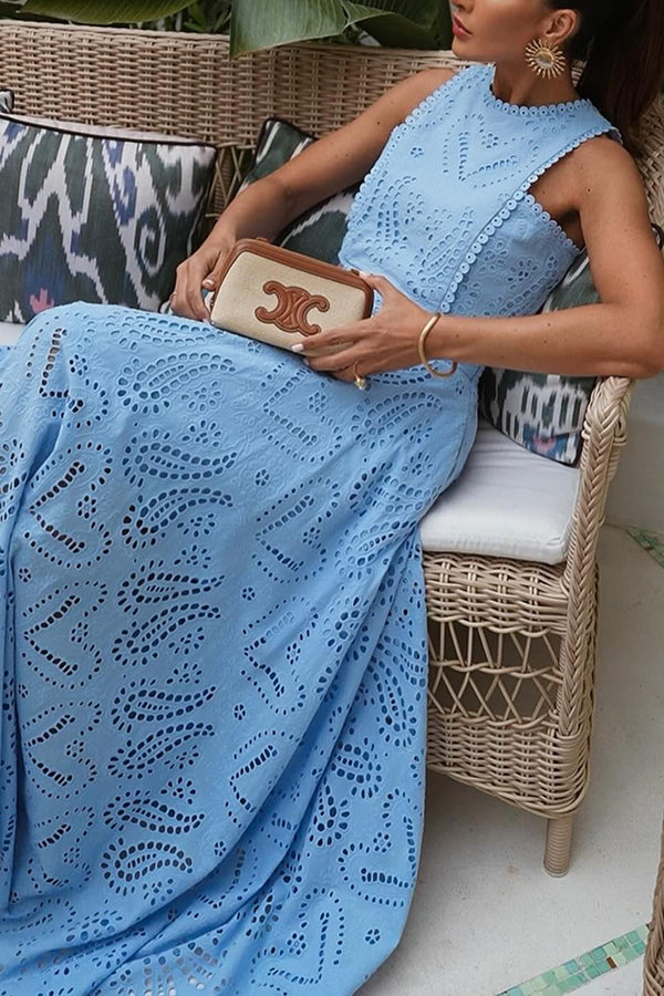 Larissa Embroidered Top & High-Waist Maxi Skirt Set | Elegant Two Piece Outfit