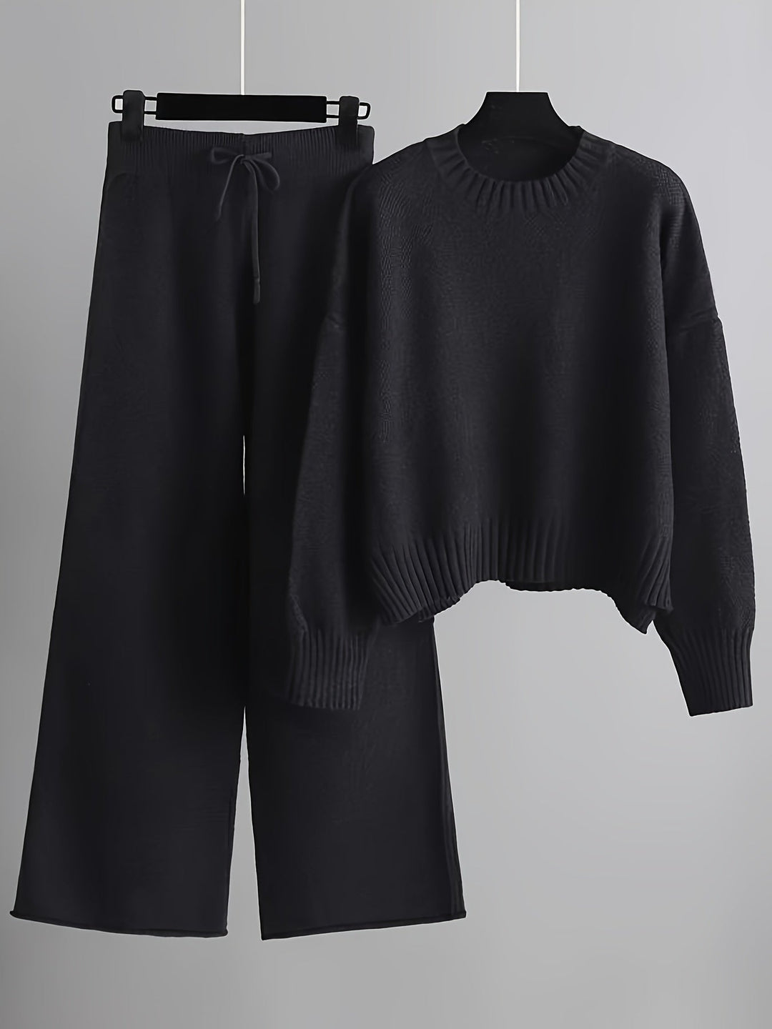 Emily Cozy Knit Loungewear Set | Relaxed Sweater and Wide-Leg Trousers
