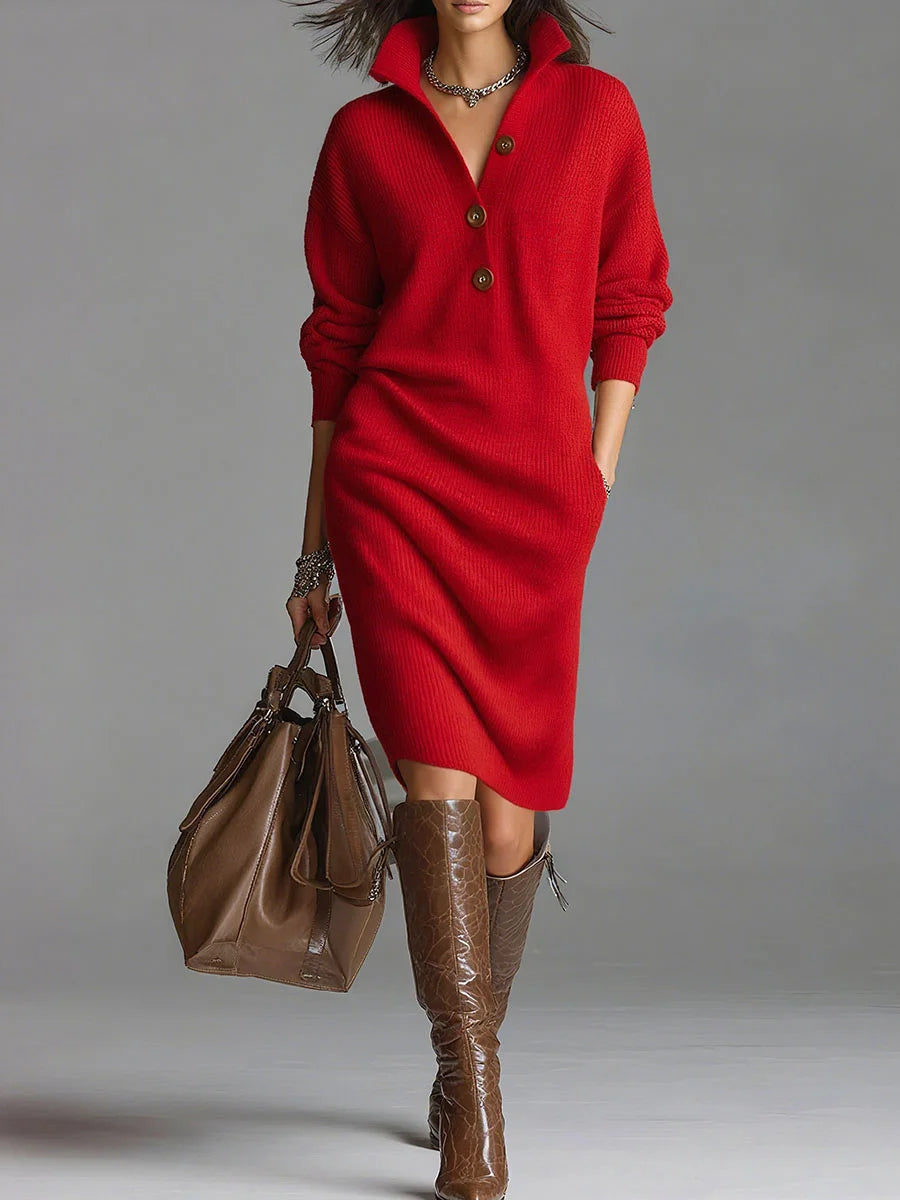 Britt | Vestido Midi Chic de Punto Canalé