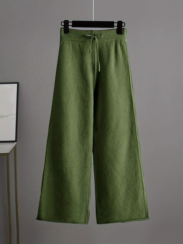 Emily Cozy Knit Loungewear Set | Relaxed Sweater and Wide-Leg Trousers