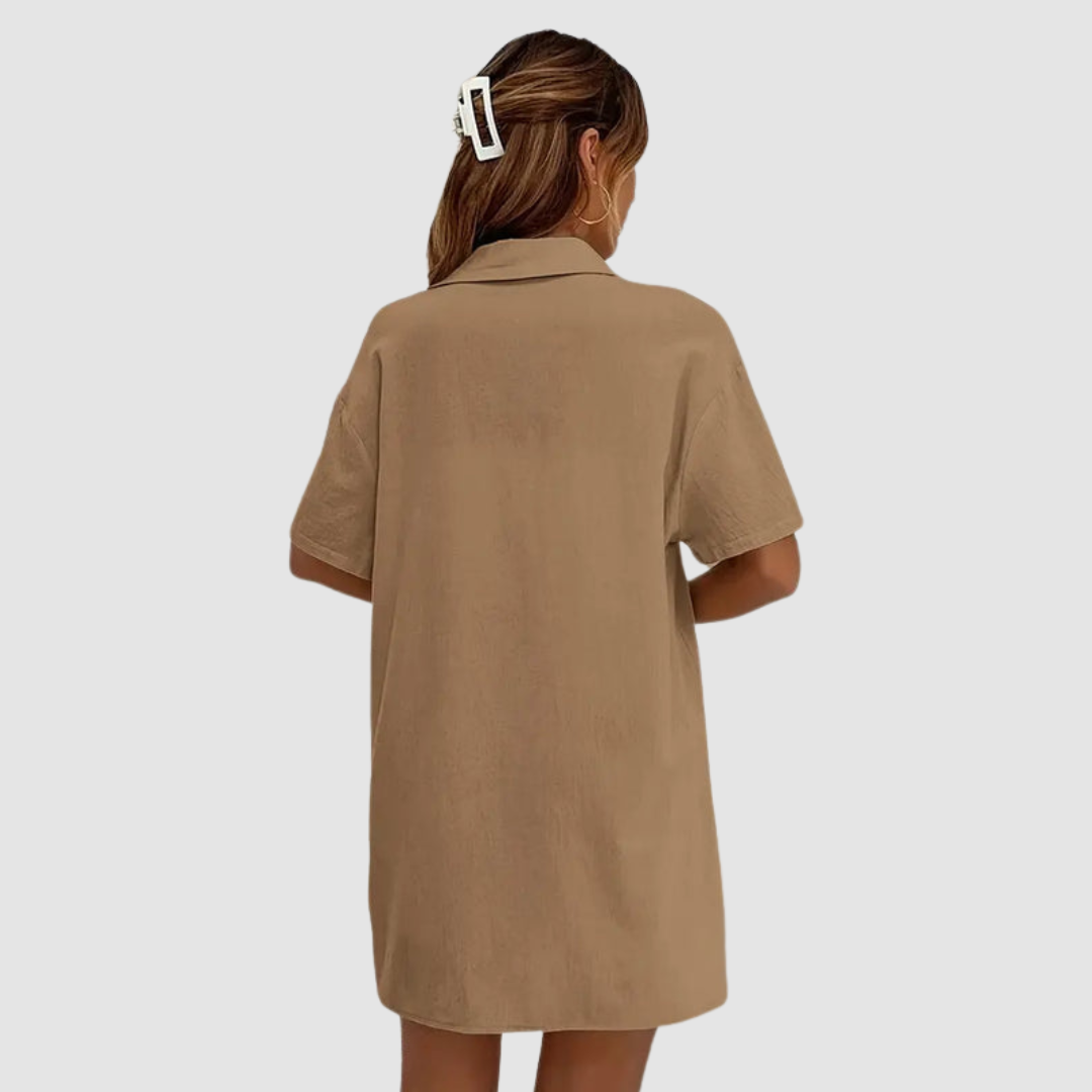 Conjunto Frances Elegante de Verano de Dos Piezas | Top de Manga Corta con Botones y Shorts con Cordón
