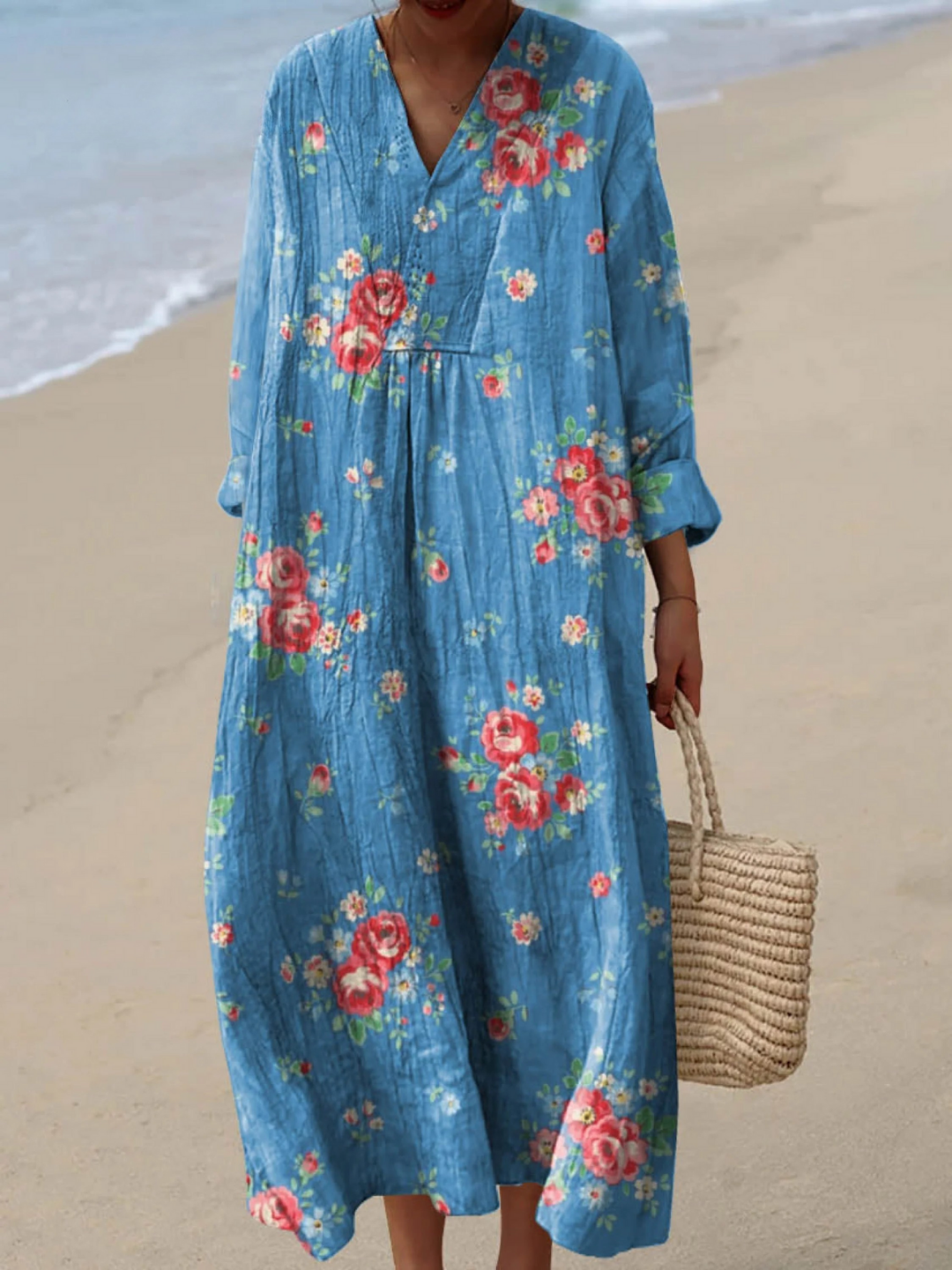 Vestido de Mujer con Estampado Artístico Vintage de Flores Encantadoras