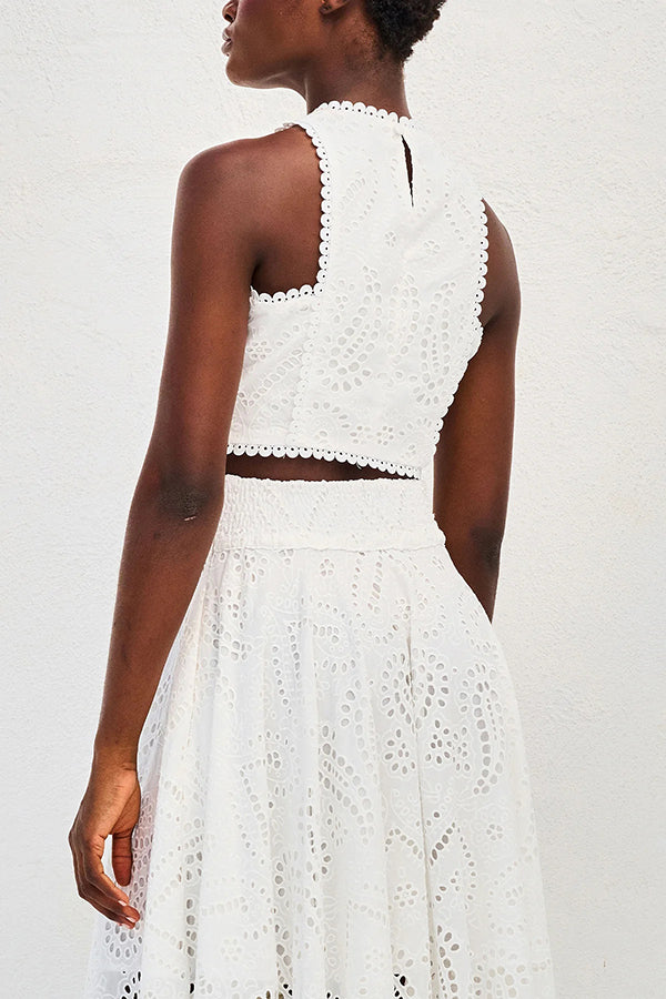 Larissa Embroidered Top & High-Waist Maxi Skirt Set | Elegant Two Piece Outfit