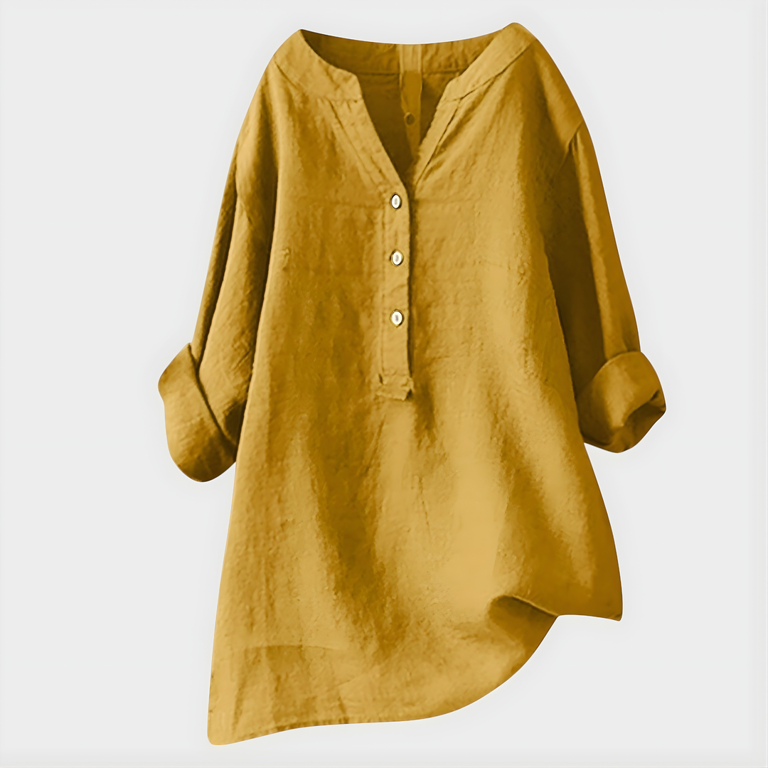 Veronique Elegant Cotton-V-Neck Blouse