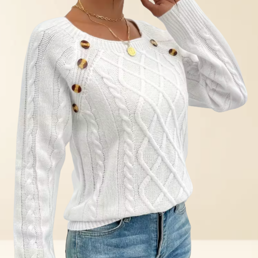 Mea - Elegant Sweater with Button Details