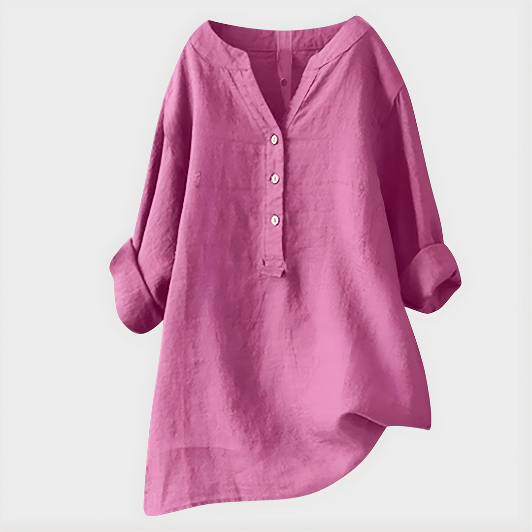 Veronique Elegant Cotton-V-Neck Blouse