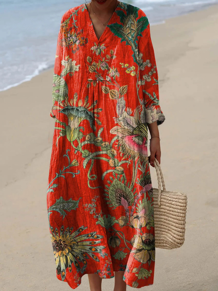 Vestido de Mujer con Estampado Artístico Vintage de Flores Encantadoras