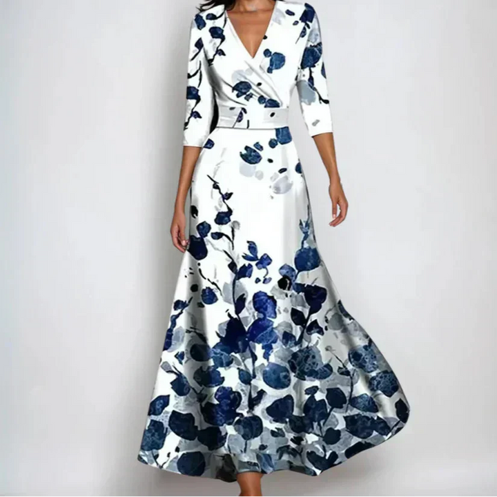 Emily | Vestido floral con escote en V y cinturón anudado