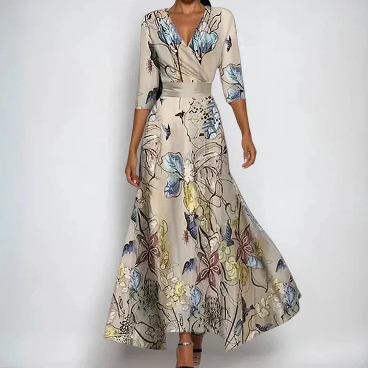 Emily | Vestido floral con escote en V y cinturón anudado