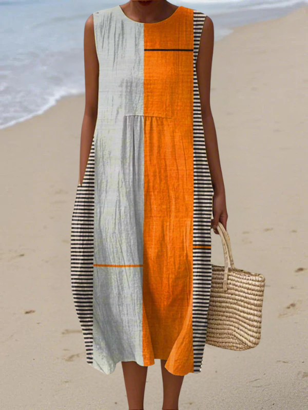 Vestido midi con bloques de color de mayo