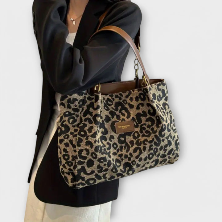 Olivia - Bolsa Tote de Lona com Estampa de Onça