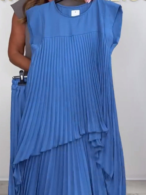 Conjunto de Top Midi Plisado Sherry y Pantalones de Pierna Ancha | Elegante Conjunto de Dos Piezas