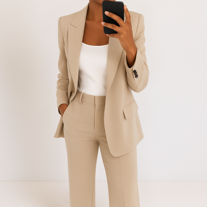 Melynda Stylish Two-Part Suit Set | Coordinated Top and Trousers