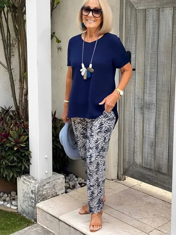 Conjunto suelto Leticia de dos piezas | Top de corte relajado y pantalones fluidos