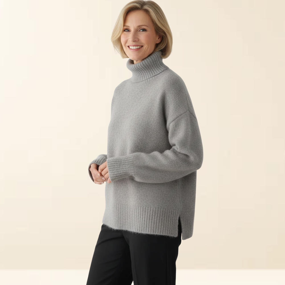 Neva - Warm Cashmere Sweater with a High Collar