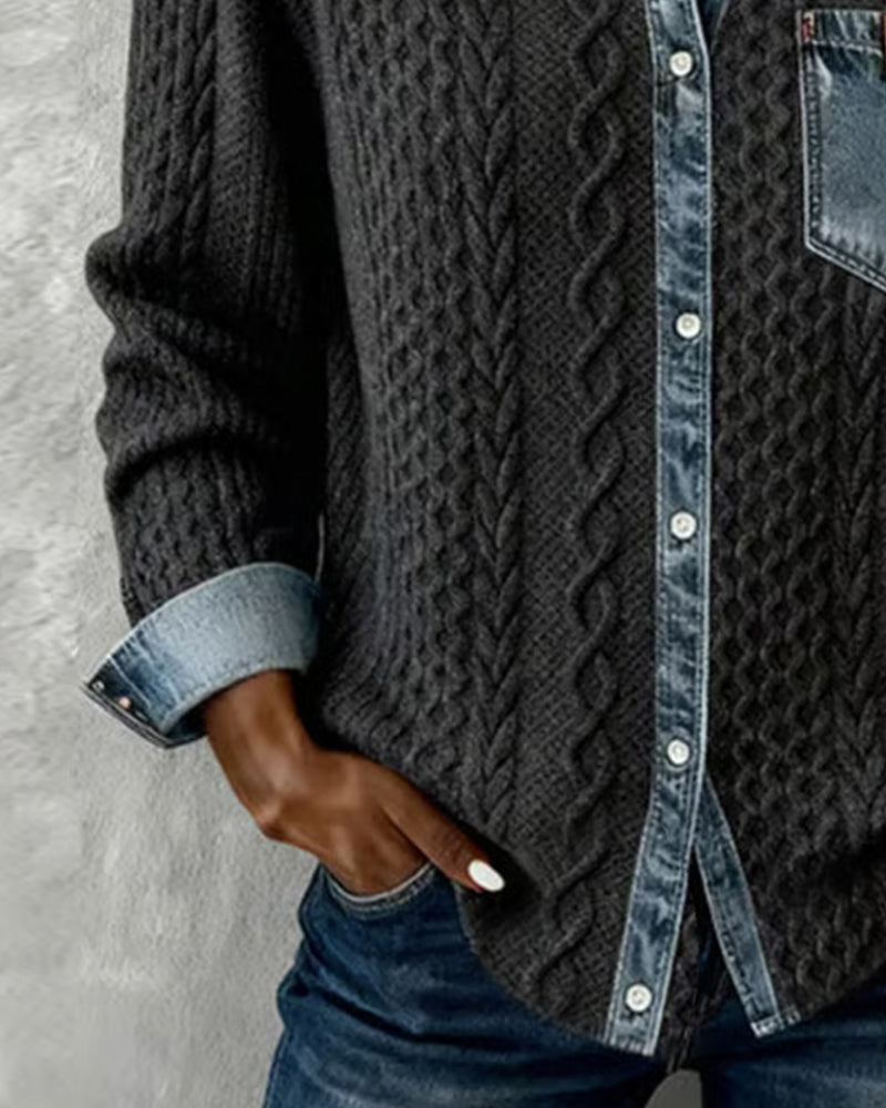 Ceir | Camisa Jeans com Patchwork