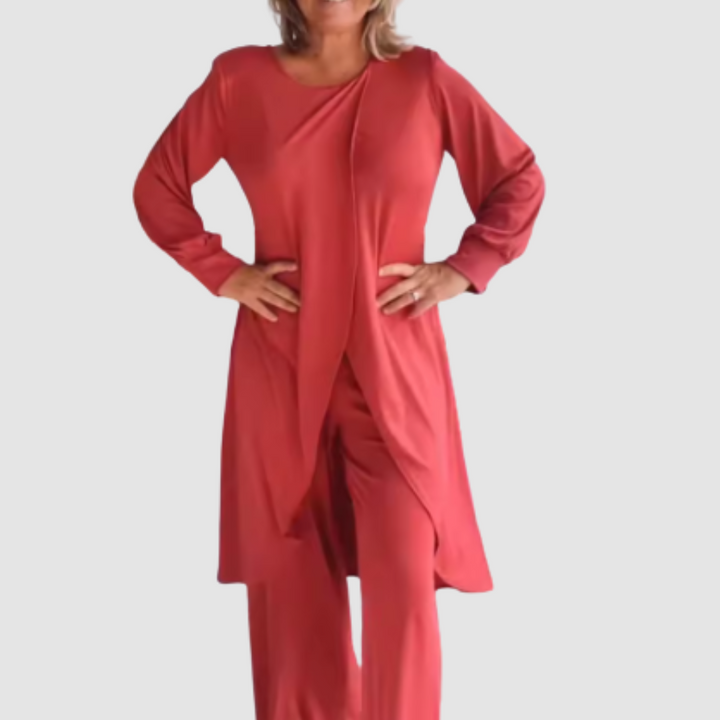 Conjunto elegante Laine de 2 piezas | Top largo y pantalones cómodos