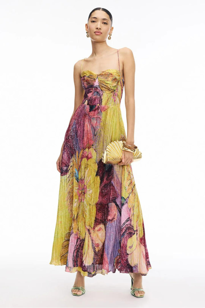 Kiara | Vestido Maxi con Estampado Ikat Multicolor