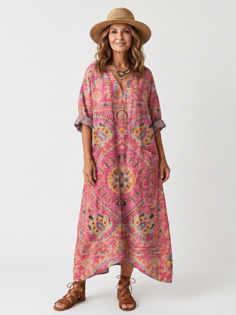 Tilda | Vestido midi con estampado abstracto y bolsillo relajado