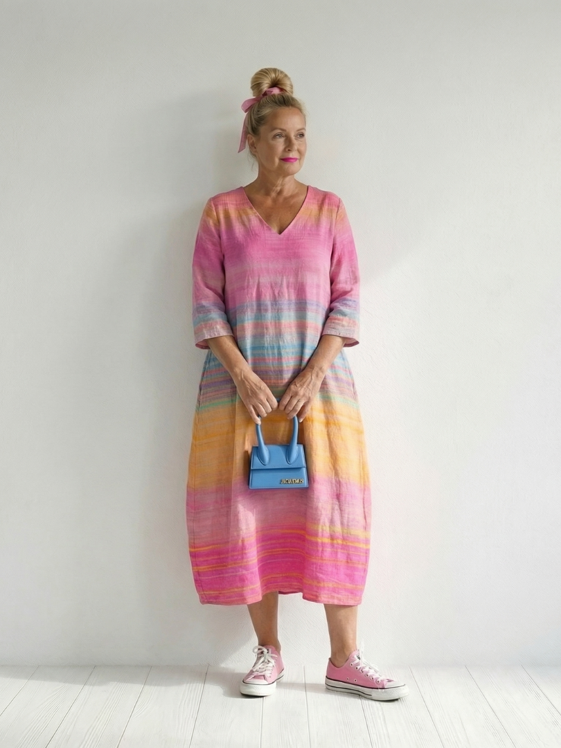 Blake | Vestido midi con rayas degradadas y caída fácil