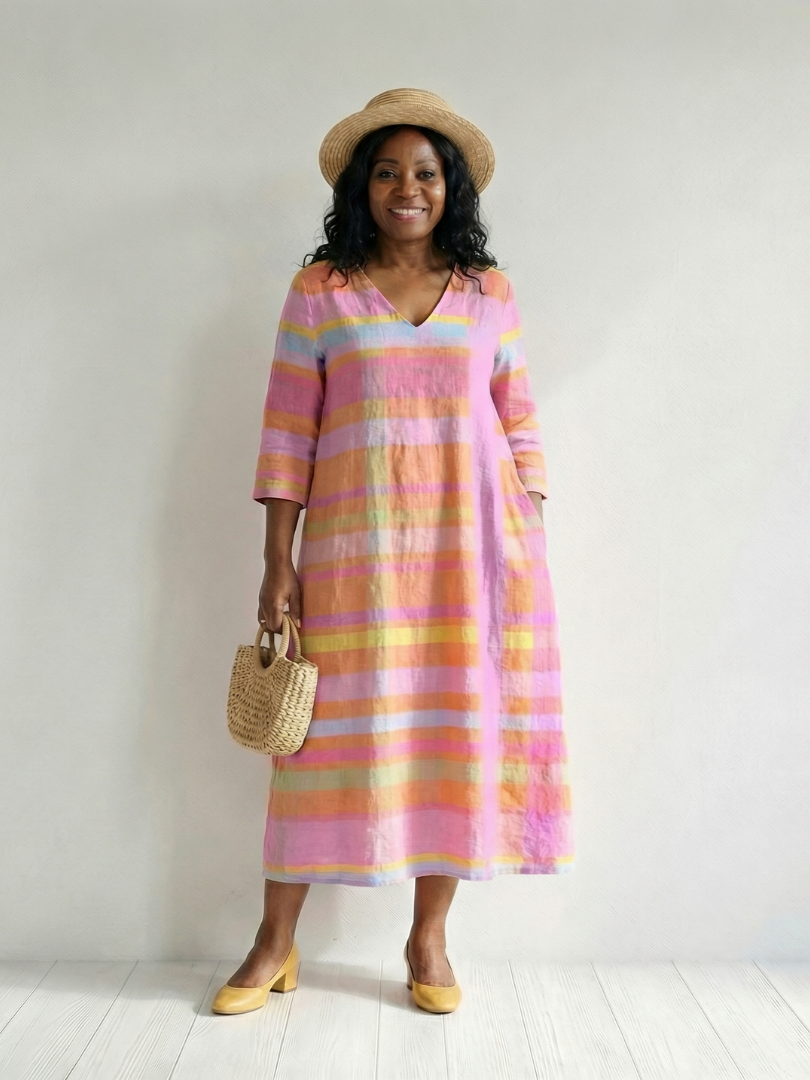 Tessa | Vestido midi con rayas y caída fácil
