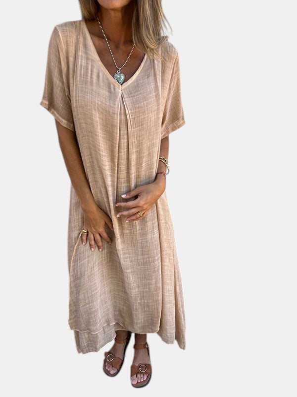 Amy | Vestido com Decote em V e Cobertura para Barriga