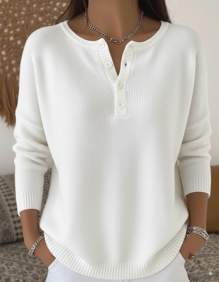 Sara | Suéter Henley com Botões