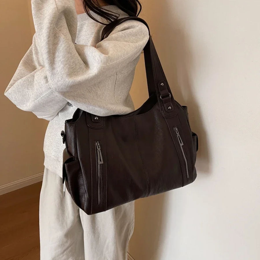 Uma - Bolso de hombro grande con doble cremallera