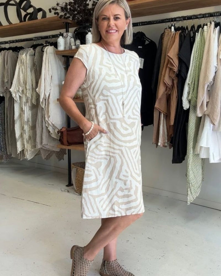 Nelia - Vestido de verano con cuello redondo y hermoso estampado