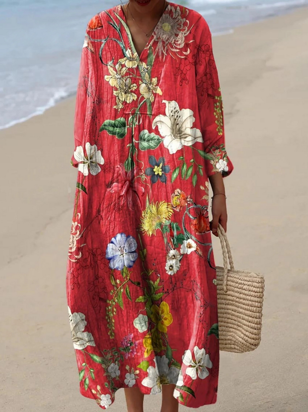 Vestido de Mujer con Estampado Artístico Vintage de Flores Encantadoras