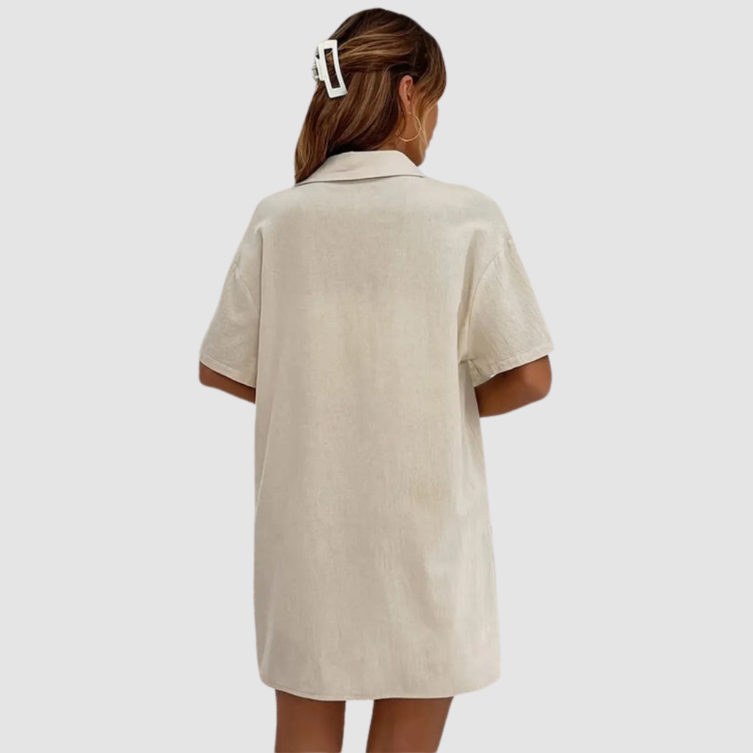 Conjunto Frances Elegante de Verano de Dos Piezas | Top de Manga Corta con Botones y Shorts con Cordón