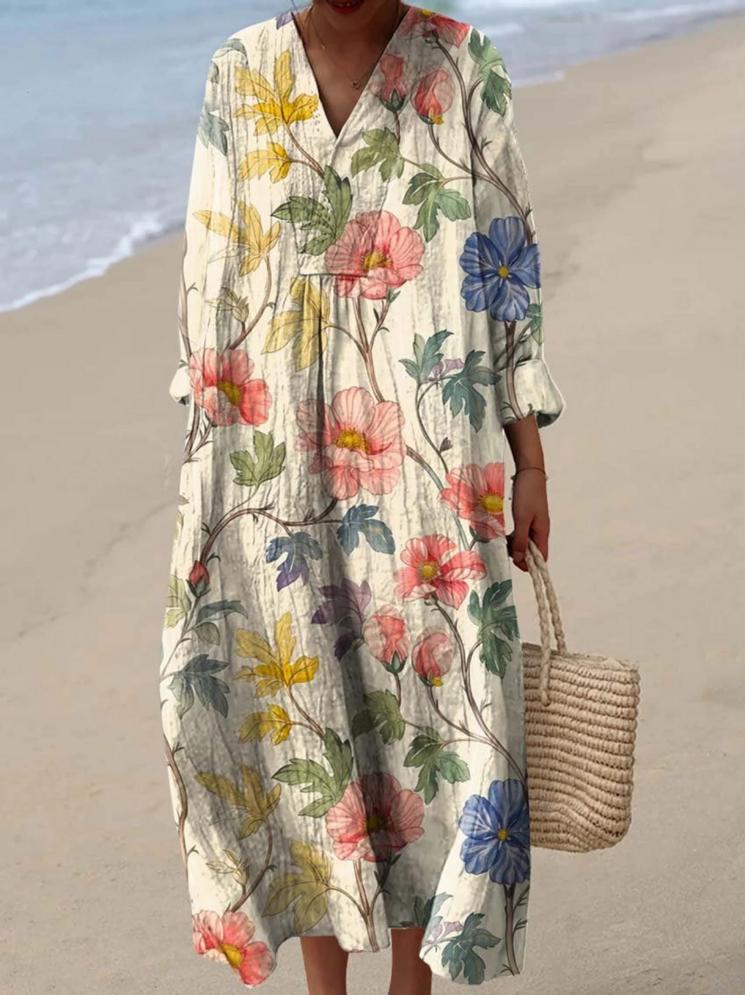 Vestido de Mujer con Estampado Artístico Vintage de Flores Encantadoras