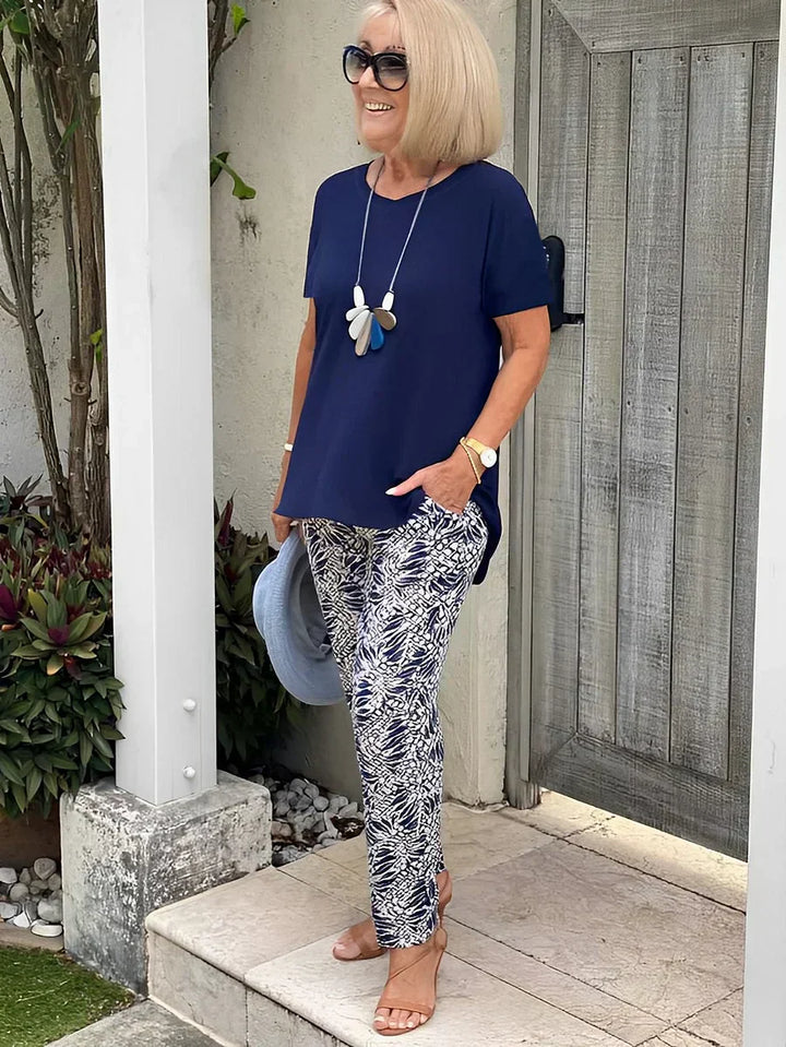 Conjunto suelto Leticia de dos piezas | Top de corte relajado y pantalones fluidos
