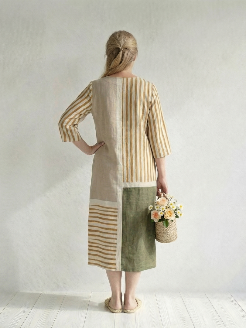Soren | Vestido midi con rayas mixtas ligeras