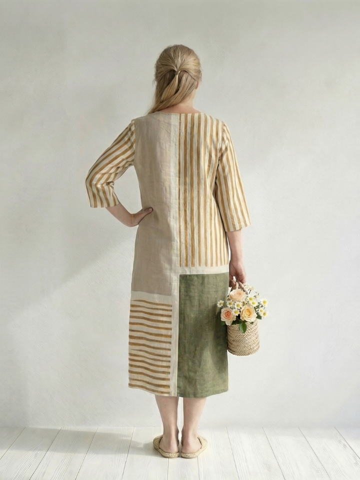 Soren | Vestido midi con rayas mixtas ligeras