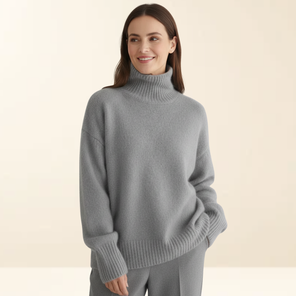 Neva - Warm Cashmere Sweater with a High Collar
