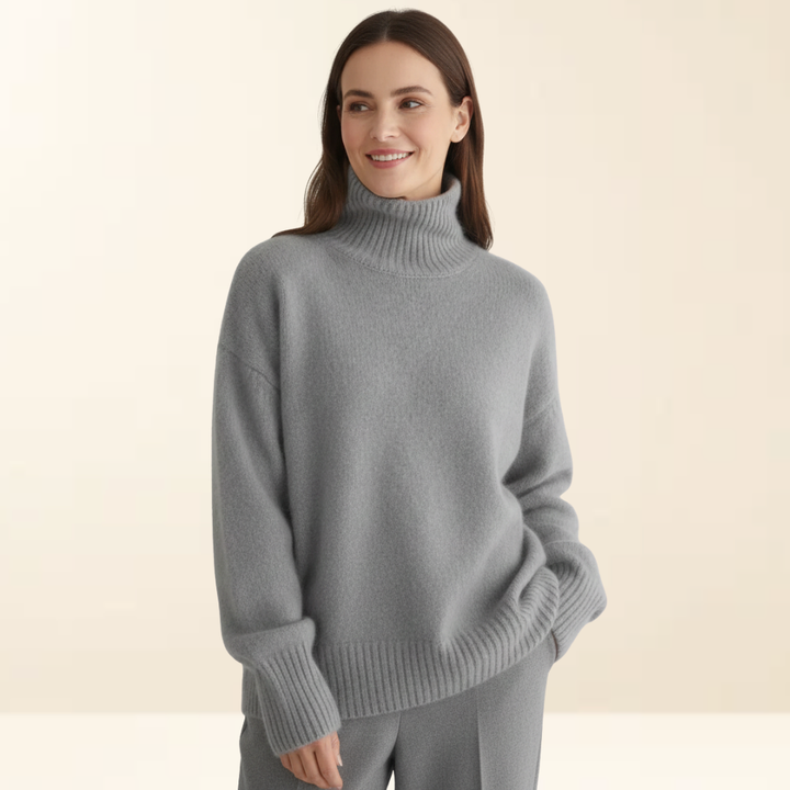 Neva - Warm Cashmere Sweater with a High Collar
