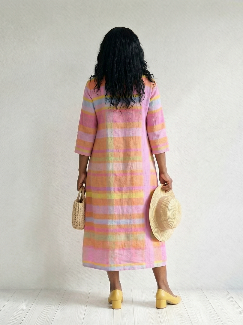 Tessa | Vestido midi con rayas y caída fácil