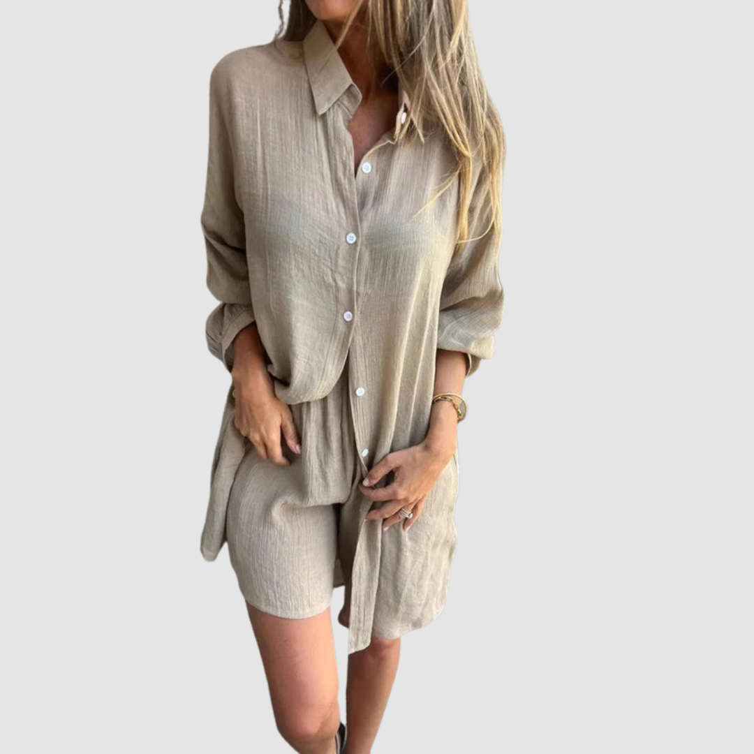 Conjunto Estiloso Gennie de Duas Peças | Blazer Cropped e Saia Lápis