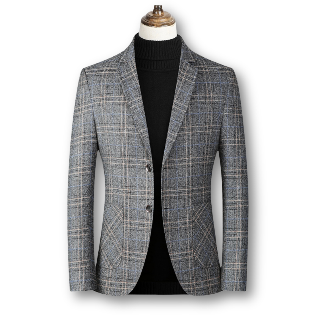 David | Blazer elegante en tela escocesa