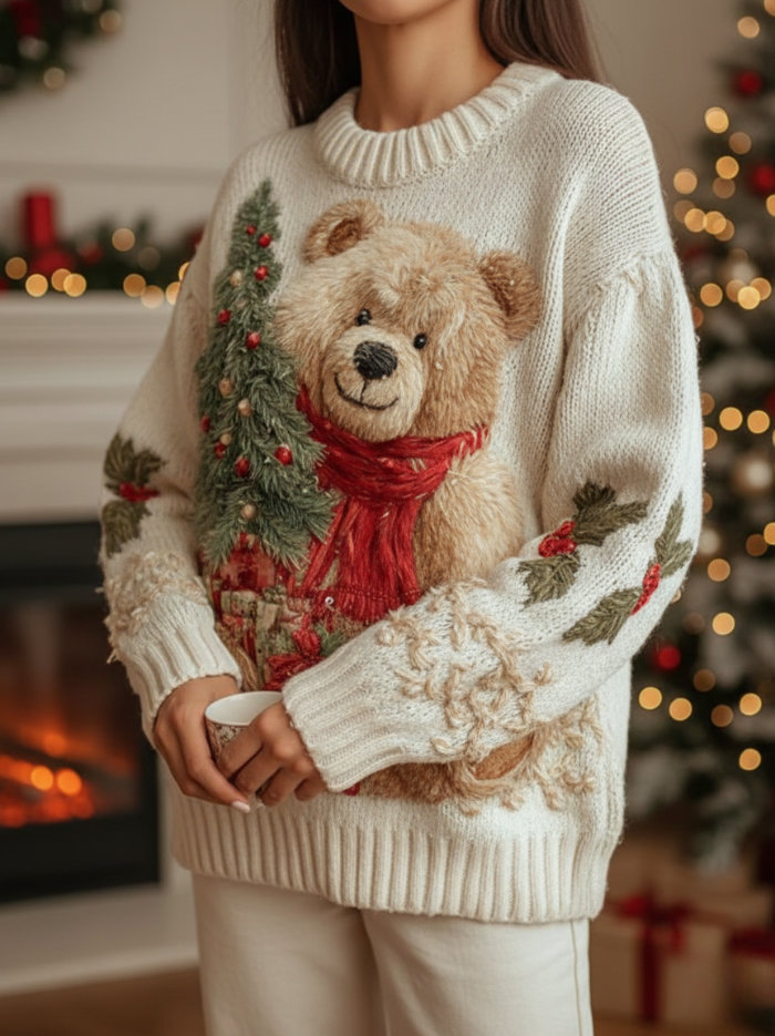 Lyselle | Stylish Bear Print Sweater