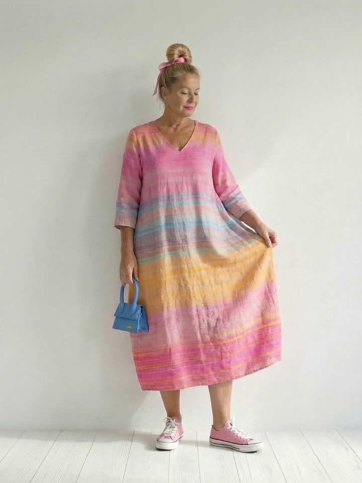 Blake | Vestido midi con rayas degradadas y caída fácil