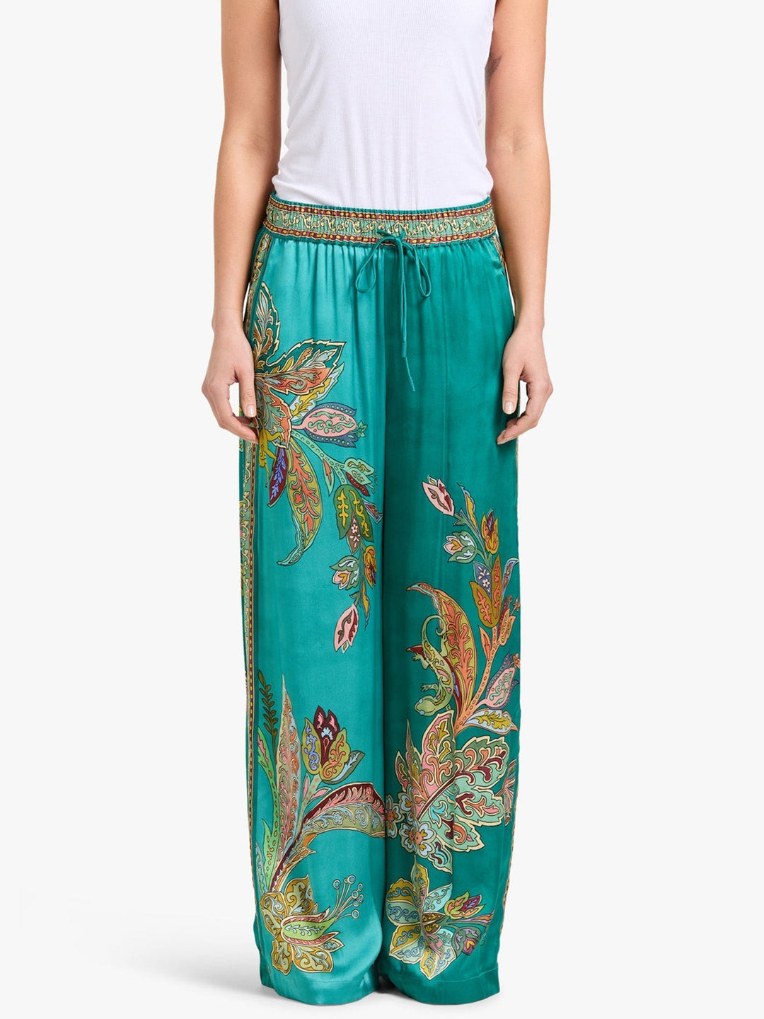 Conjunto Elegante Eliza de Dos Piezas | Camisa con Estampado de Cachemira y Pantalones de Pierna Ancha