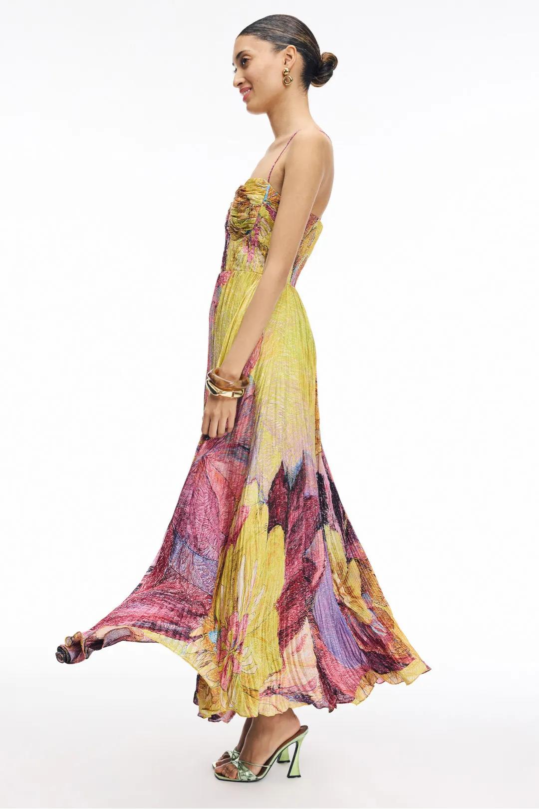 Kiara | Vestido Maxi con Estampado Ikat Multicolor