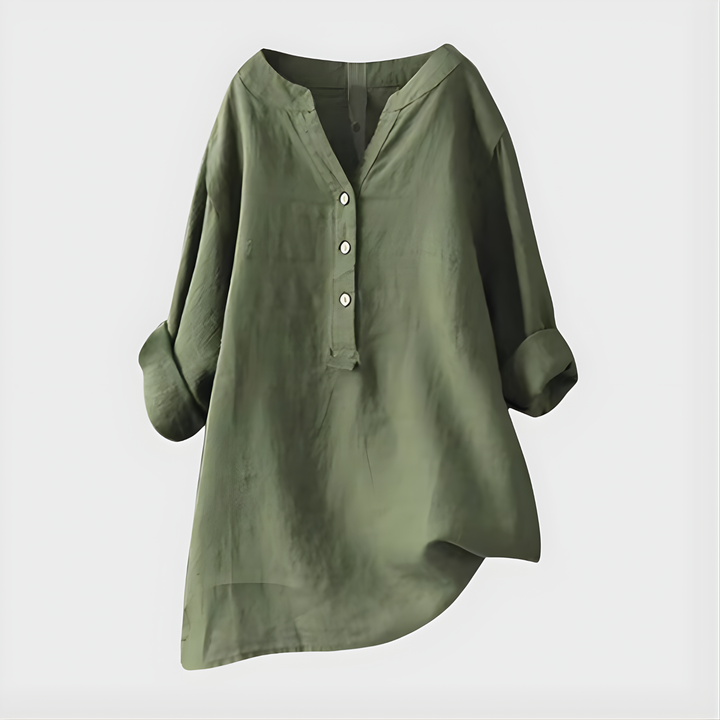 Veronique Elegant Cotton-V-Neck Blouse
