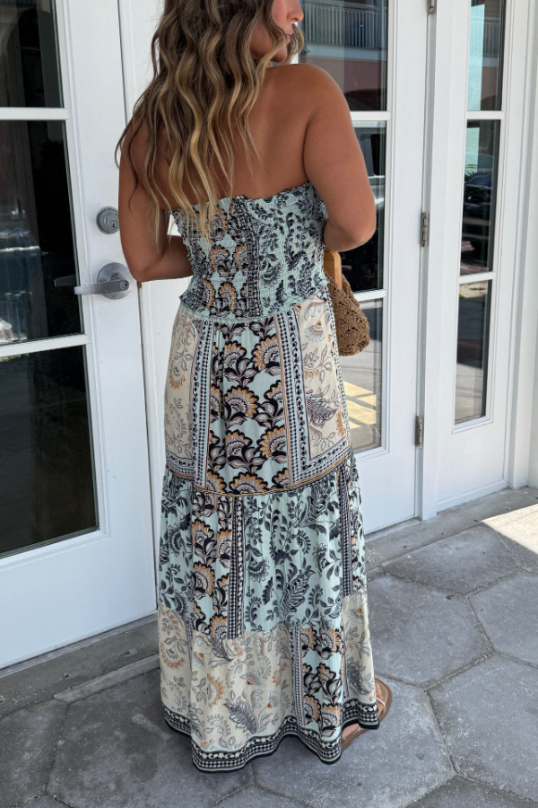 Moonlight | Vestido Maxi Boho com Estampa de Azulejo