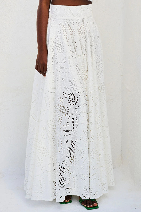Larissa Embroidered Top & High-Waist Maxi Skirt Set | Elegant Two Piece Outfit