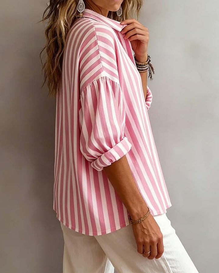 Nora | Blusa Holgada a Rayas con Cuello