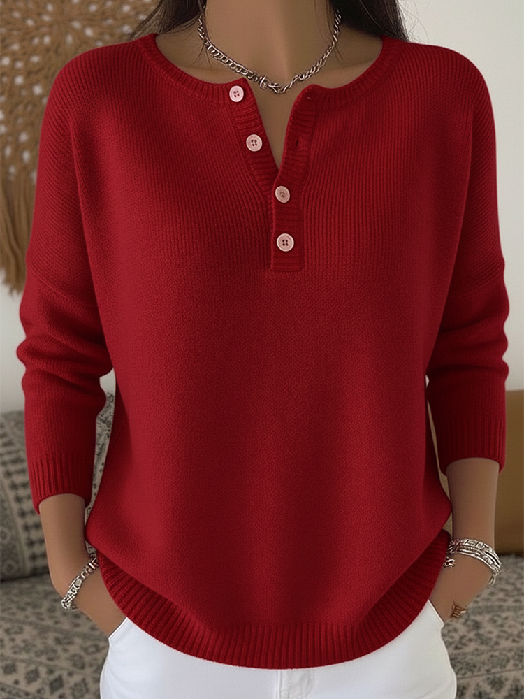 Sara | Suéter Henley com Botões